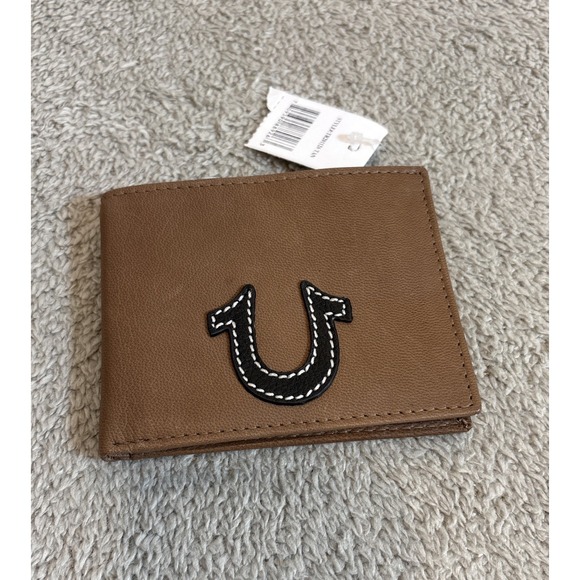 True Religion RFID Protection Men's Tan Brown Leather Wallet TR201126 NWT - Picture 1 of 9